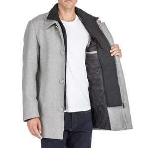 Braveman Men's Classic Fit Wool Blend Bibbed Topcoat In Heather Gray Size Medium